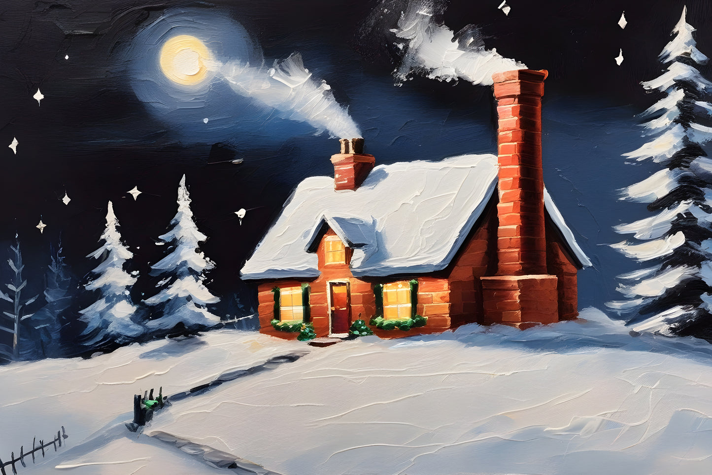 fondo para fotografia navidad casita pintura nieve