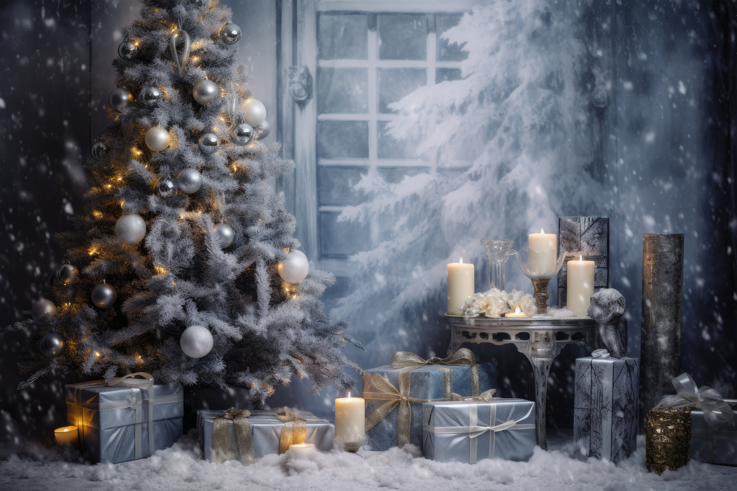 fondo para fotografia gris azul navidad regalos