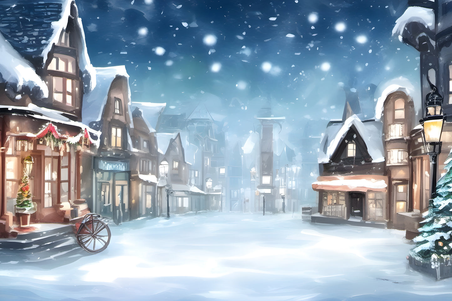 fondo para fotografia navidad ciudad nieve pintura