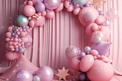 fondo para fotografia rosa arco de globos fiesta