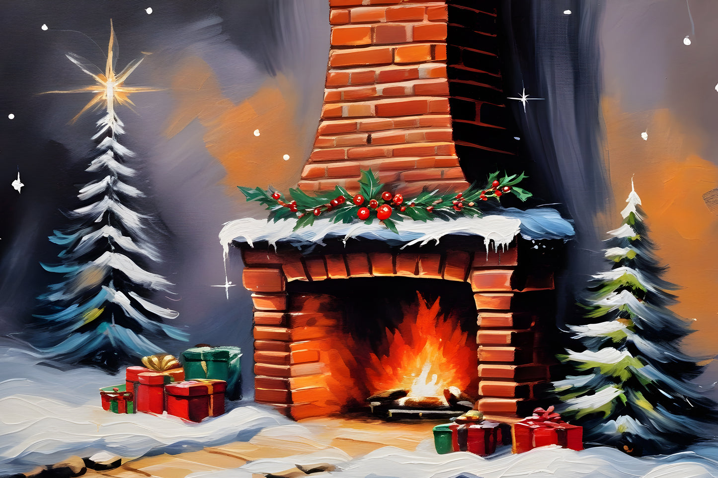 fondo para fotografia navidad chimenea pintura