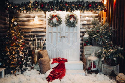 fondo para fotografia navidad puerta blanca nieve