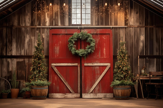 fondo para fotografia navidad madera roja puerta granja